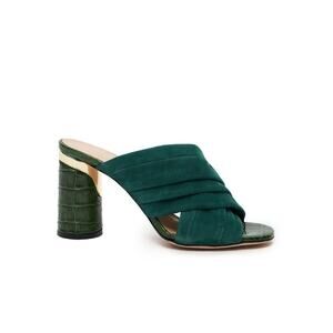 Theo the Label Phoebe Criss Cross Heel Shoes in Arctic Moss 37